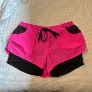 Victoria's Secret Pink and Black Athletic Shorts with Drawstring Waist